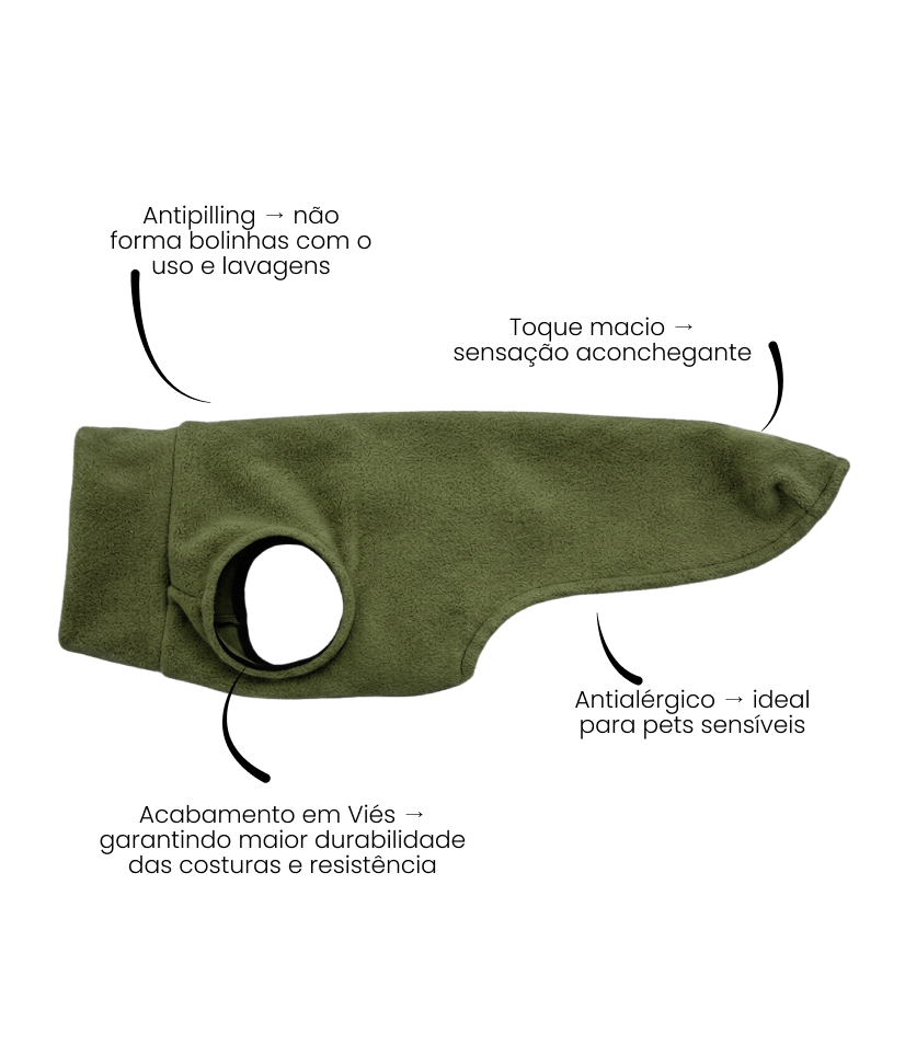 Roupa Pet Fleece Liso - Verde