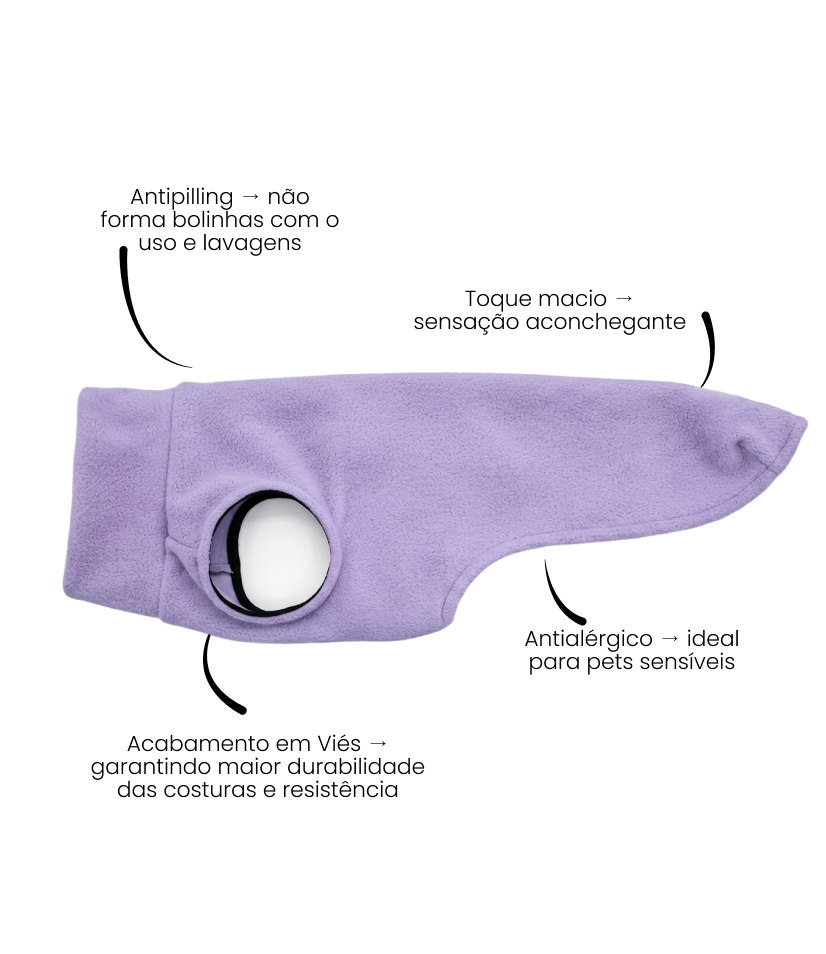 Roupa Pet Fleece Liso - Lilás