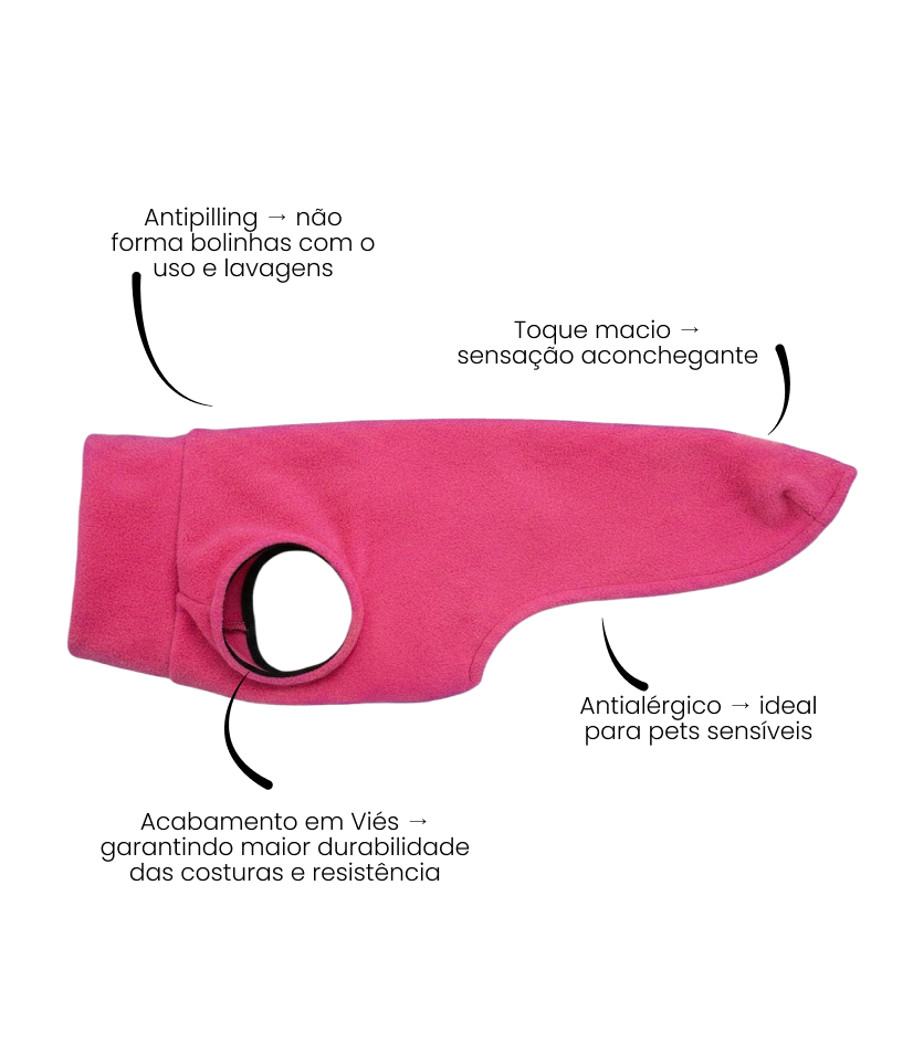 Roupa Pet Fleece Liso - Pink