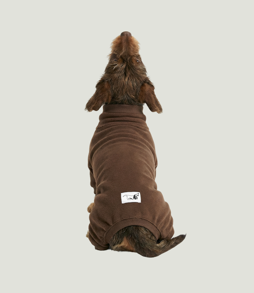 Macacão Pet Fleece Especial Dachshund - Café