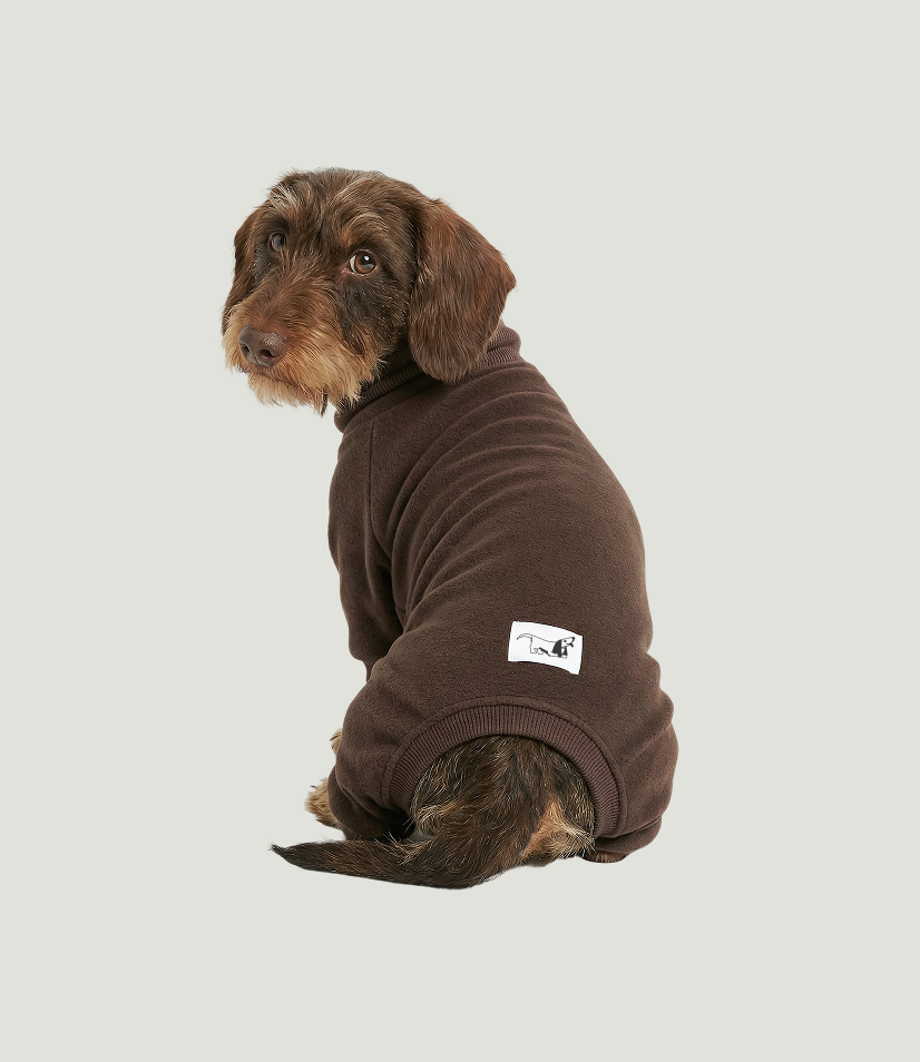 Macacão Pet Fleece Especial Dachshund - Café
