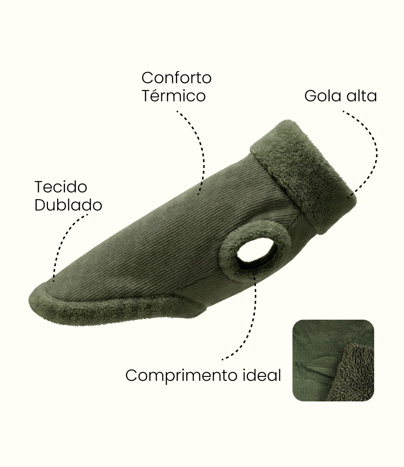 Roupa Pet Dachshund Canelada - Verde Militar