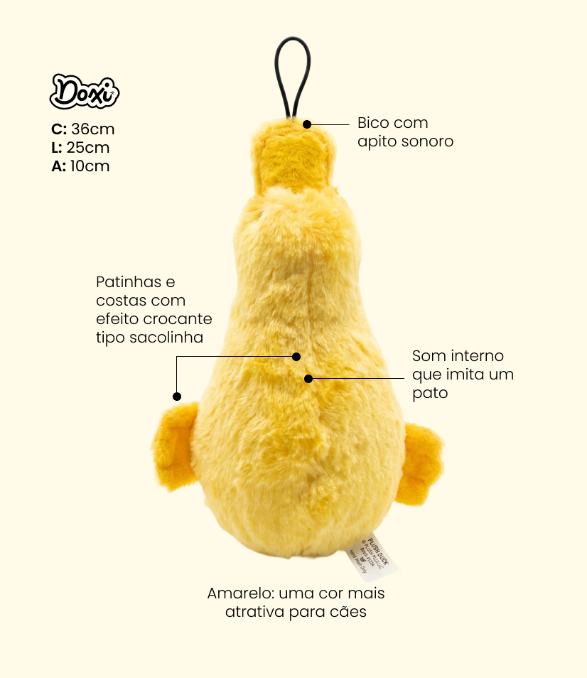 Brinquedo Patinho de Pelúcia Interativo para Cães